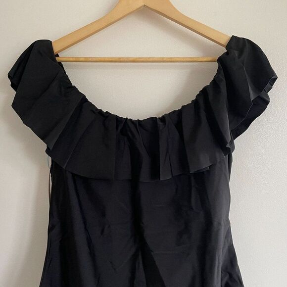 Kona Sol Swimsuit Off The Shoulder Ruffled One Piece Black Plus 20W - Picture 6 of 11